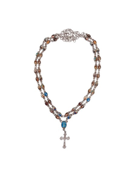 Colgante Gargatilla Cadena Niquel Doble Con 49 Fotos Color Ovales Y Cruz