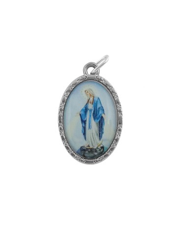 Caja Redonda Con Foto Corazon De Jesus Acabado Nacar