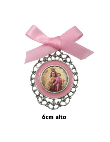 Medalla 6x4cm Metal Con Lazo Y Esmalte Rosa Para Personalizar FIN
