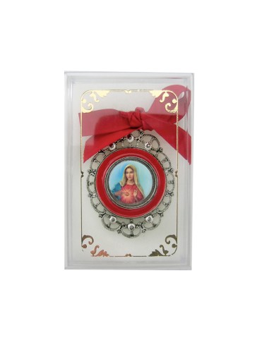 Placa Coche San Cristobal Niquel Oval 40x30 MM Con Esmalte Azul