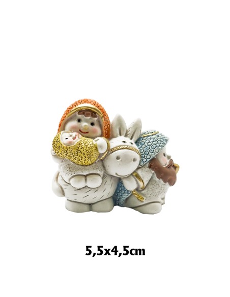 Nacimiento Res 5.5X4.5cm Sagrada Familia burrita en blanco y colores circulos
