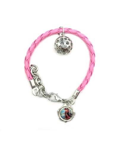 Pulsera Brazalete Imitacion Perla Rombo Violeta Pater Con Flor Y Cierre Joy