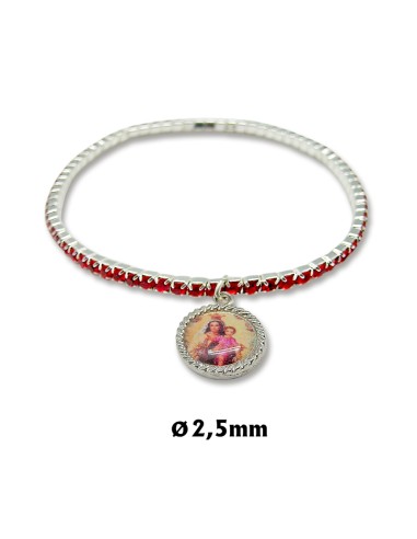 Pulsera Elastica Metalizada Brillantes Rojos De Imitacion Mini