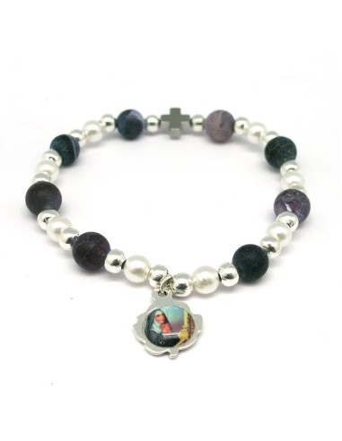 Pulsera Cuerda Con Ceramica Blanca Y Flores Colores 12mm