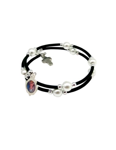Pulsera Trenzada Infantil Azul Llamador Del Angel Con Medalla Para Foto