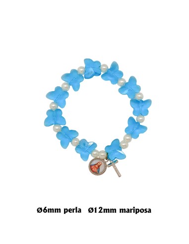 Pulsera Elastica Madera Redonda 8 MM Con Bolitas Plateadas