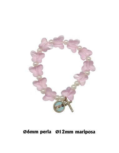 Pulsera Elastica Bolas Redondas Rojas 10 MM Con Perlitas Y Arandela Metal