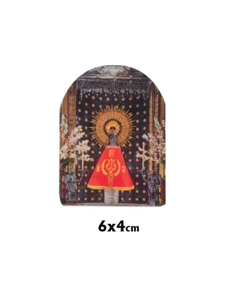 Icono Madera Estampado 6X4cm Forma Cupula Con Pie Metal Personalizado