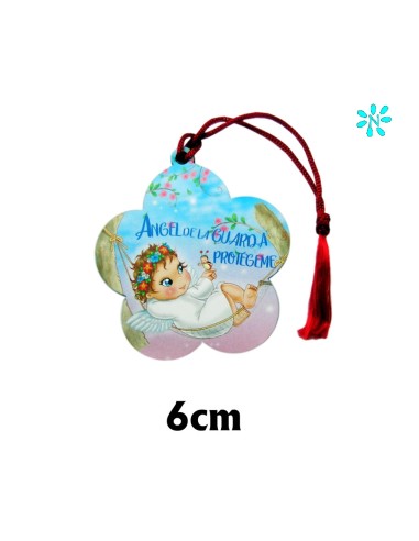 Medalla Cuna Angel De La Guarda Forma Flor Con Hamaca