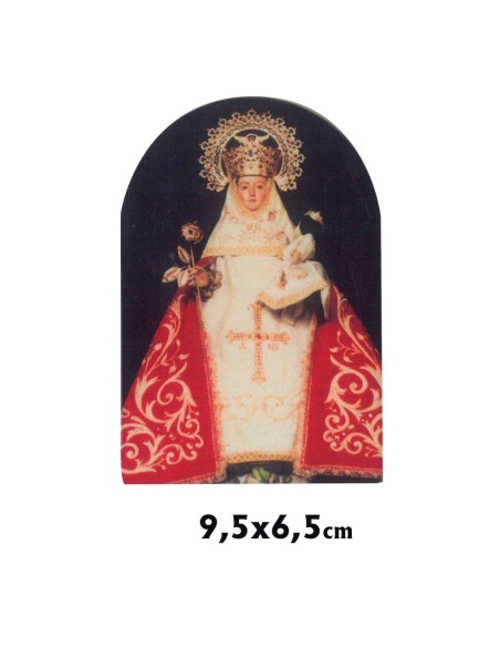 Icono Madera Estampado 9. 5X6. 5Cm Forma Cupula Con Pie Metal Personalizado