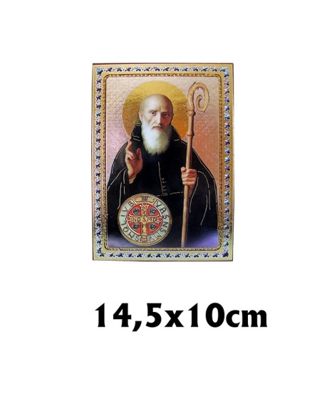 Icono Tabla De Viaje Oro Brillo Santiago Apostol 10X7cm Con Funda Y Cierre