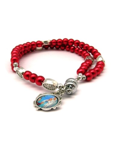 Pulsera Rosario Cristal Liso Rojo 5mm...