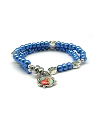 Pulsera Rosario Cristal Liso Azul 5mm...