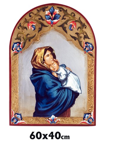 Icono Madera Pintado A Mano Cupula...