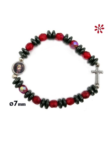 Pulsera Cuero Trenzado Marron Con Adornos Metal Y Cierre Magnetico