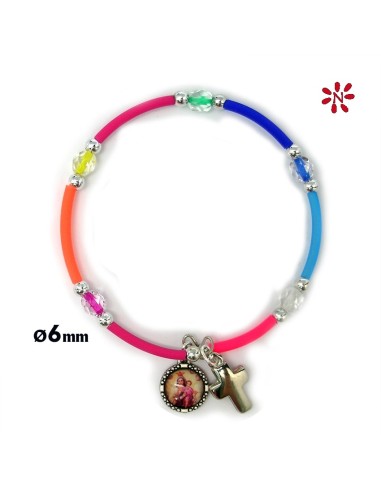Pulsera Rigida Infantil Cristal 6mm Multicolor Misionero