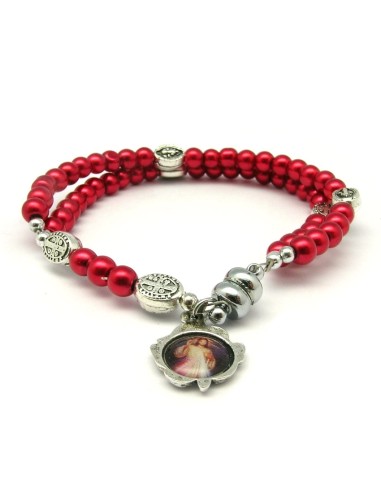 Pulsera Rosario Cristal Liso Rojo 5mm...
