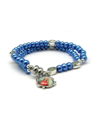 Pulsera Rosario Cristal Liso Azul 5mm...