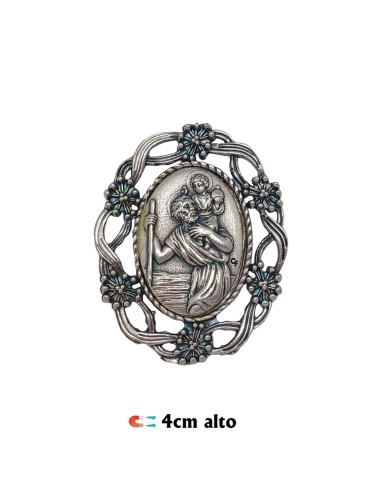 Placa Coche borde floral San Cristobal 4x3cm