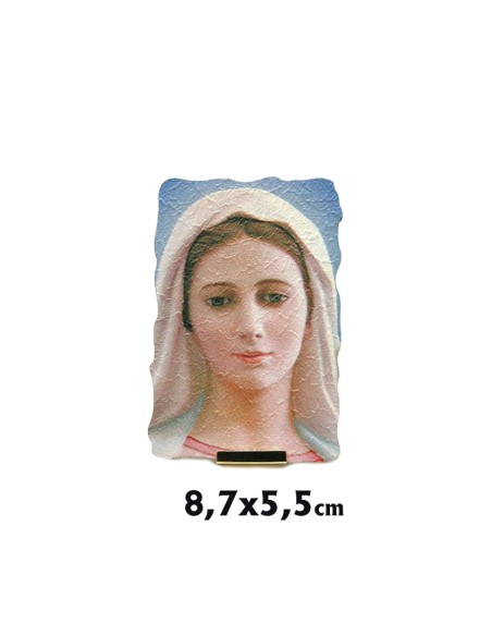 Tabla Tipo Fresco Virgen Paz Medjugorie 8. 7X5. 5Cm Retro Dorado Pie Metal Suelto