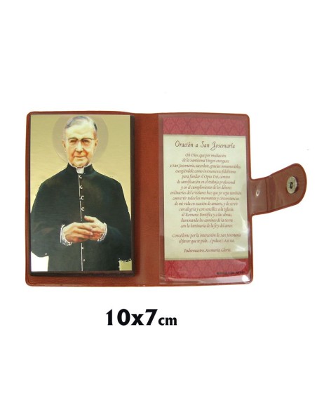 Icono Tabla De Viaje Oro Brillo San Josemaria Escriva 10X7cm Con Funda Y Cierre