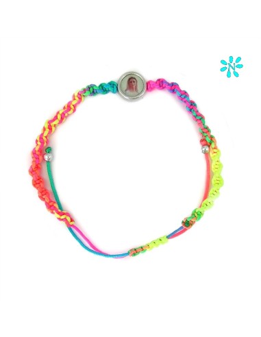 Pulsera Elastica Santo Rosario Bola 6 MM Con Lazo Rosa Y Angelito