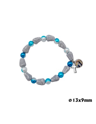 Pulsera Rigida Negra Con 3 Colgantes De Santos Personalizable