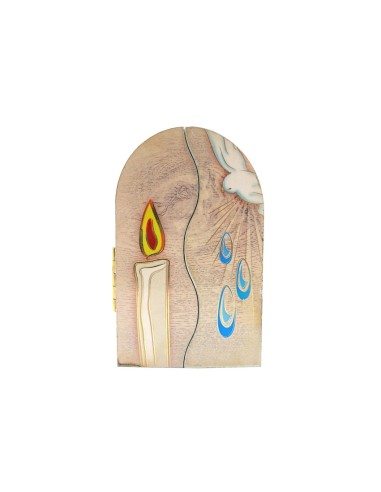 Icono Triptico Madera Bautismo 9X6cm...