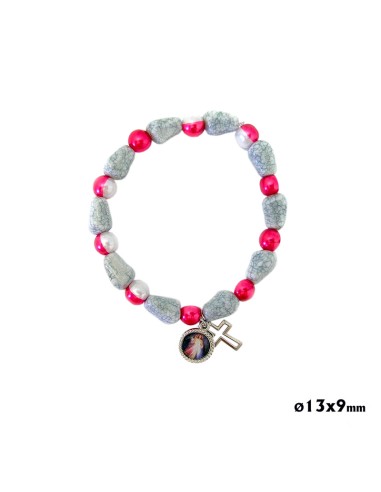 Pulsera Elastica 9x13 MM Bola Bicolor Roja