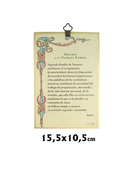Tabla Madera Sagrada Familia 15. 5X10. 5Cm Fondo Dorado Tesalas Y Retro Oracion