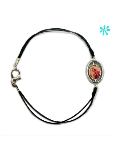 Pulsera Cordon Fino Negro Centro Giratorio Para Personalizar