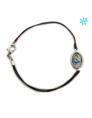 Pulsera Cordon Fino Marron Centro Giratorio Para Personalizar