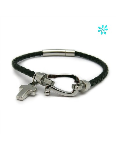 Pulsera Cordon Trenzado Con Adorno Herradura De Acero Y Cierre