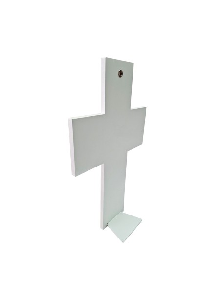 Icono Plata Crucifijo Con Escenas Doradas 52 X 31Cm Madera Blanca