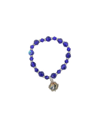 Pulsera Cristal Bola Prisma Azul Con Cruz