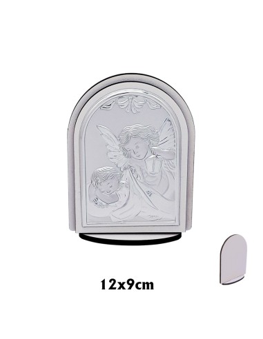 Icono Plata Laminada Arco Angel de la Guarda Fondo Blanco 12x 9 Con Base