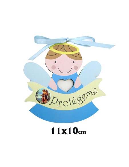 Medalla Cuna Estrella Angel De La Guarda Azul Con Cruz Personalizable