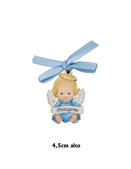 Medalla Cuna Estrella Angel De La Guarda Azul Con Cruz Personalizable