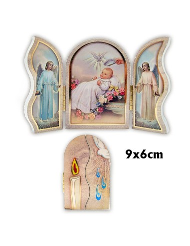 Icono Triptico Madera Bautismo 9X6cm...