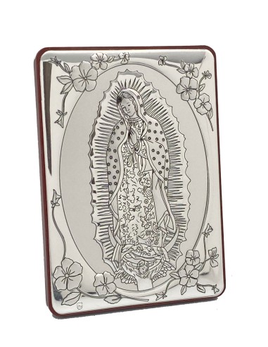 Icono Aluminio 10x7cm Virgen De Guadalupe Marco Con Flores