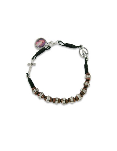Pulsera Cristal Bola Prisma Rosa Con Cruz