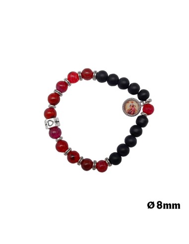 Pulsera Elastica Roja 8x6mm Paters Trasparentes Tipo Rosario
