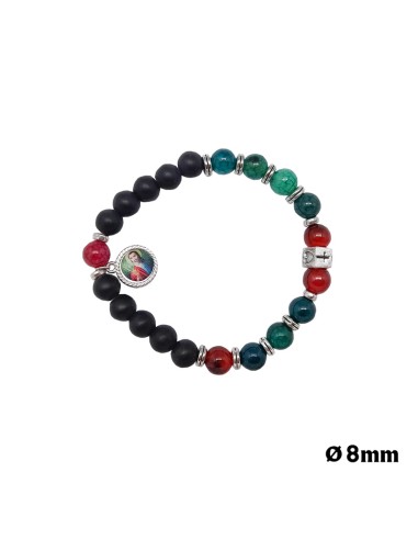 Pulsera Elastica Azul 8x6mm Paters Trasparentes Tipo Rosario