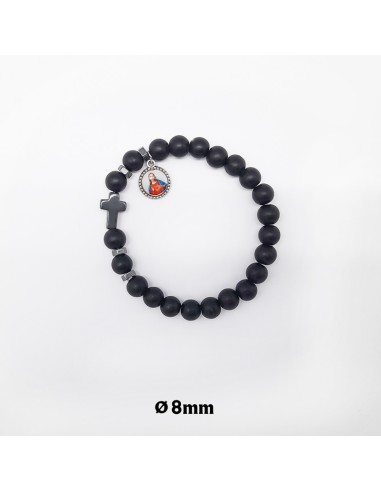 Pulsera Elastica Piedra Rosa 8mm Paters Trasparentes Tipo Rosario