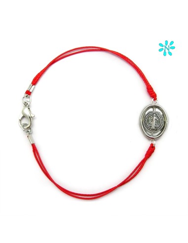 Pulsera San Benito Cordon Fino Rojo Centro Giratorio