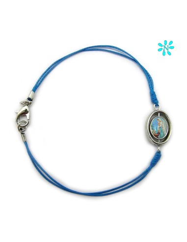 Pulsera Cordon Fino Azul Centro Giratorio Para Personalizar