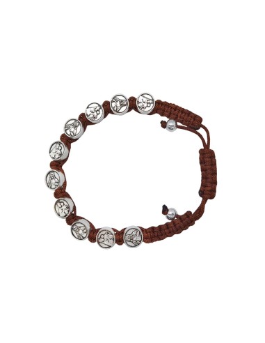 Pulsera Cuerda Negra Madera Multicor Discos 5mm
