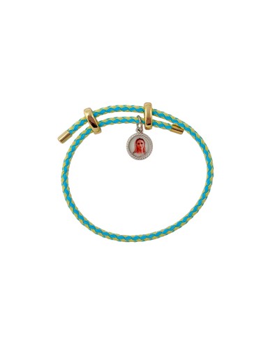 Pulsera Cuerda Escapulario con medallas metal 9mm Roja
