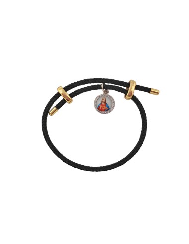 Pulsera Cuerda Escapulario con medallas metal 9mm marron