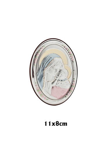 Icono Plata Oval 11X8cm Virgen Y Niño...